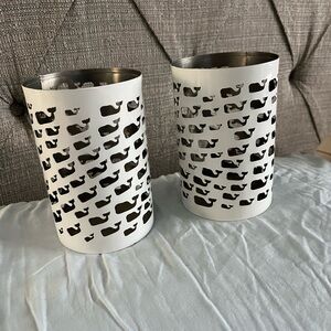 Vineyard Vines Black and White Whale Candle Holders